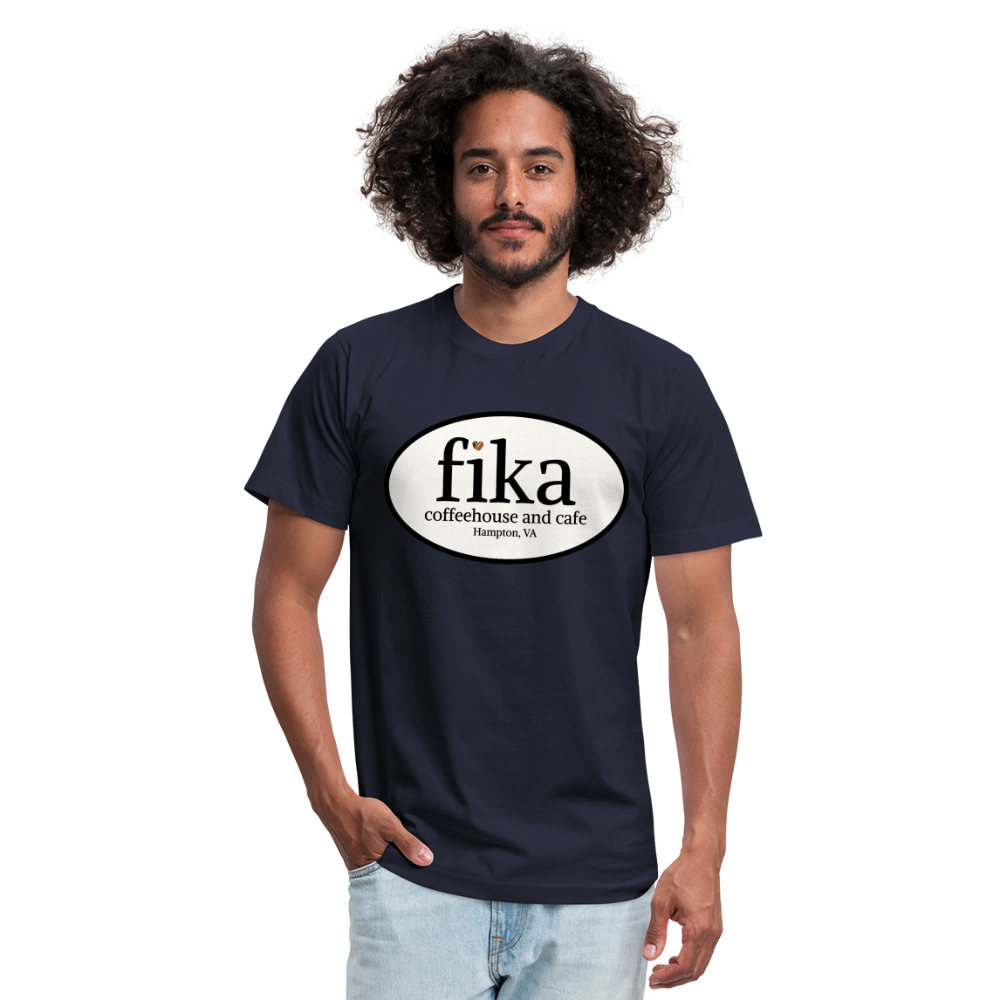 fika coffeehouse Unisex Jersey T-Shirt by Bella + Canvas - navy