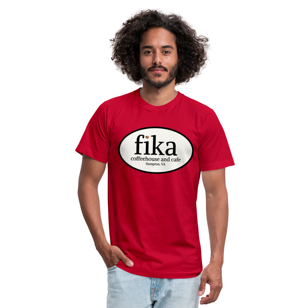 fika coffeehouse Unisex Jersey T-Shirt by Bella + Canvas - red