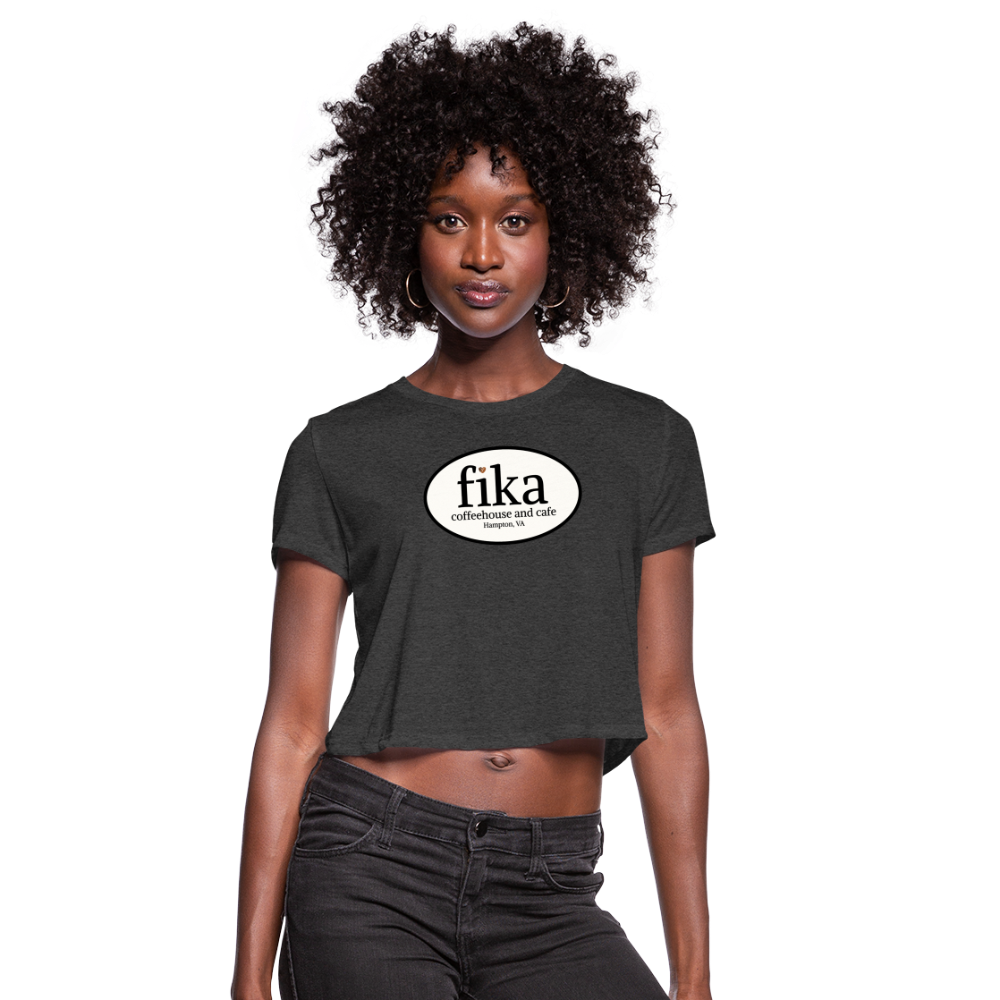 fika coffeehouse Women's Cropped T-Shirt - deep heather