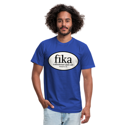 fika coffeehouse Unisex Jersey T-Shirt by Bella + Canvas - royal blue