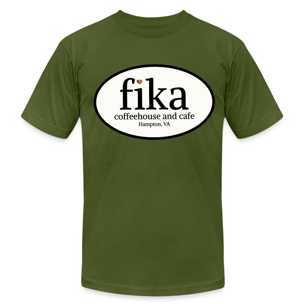 fika coffeehouse Unisex Jersey T-Shirt by Bella + Canvas - olive