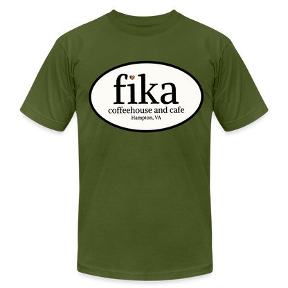 fika coffeehouse Unisex Jersey T-Shirt by Bella + Canvas - olive