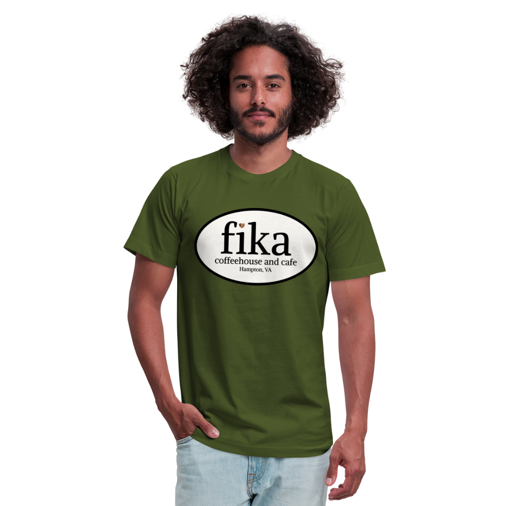 fika coffeehouse Unisex Jersey T-Shirt by Bella + Canvas - olive