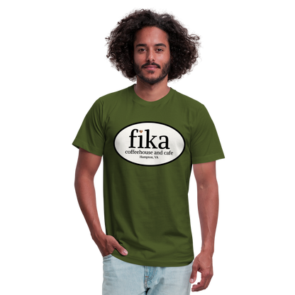 fika coffeehouse Unisex Jersey T-Shirt by Bella + Canvas - olive