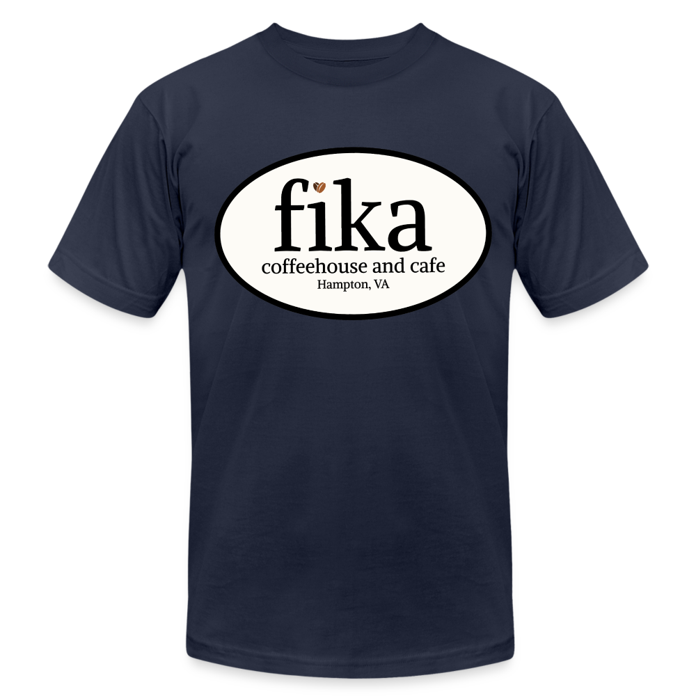 fika coffeehouse Unisex Jersey T-Shirt by Bella + Canvas - navy