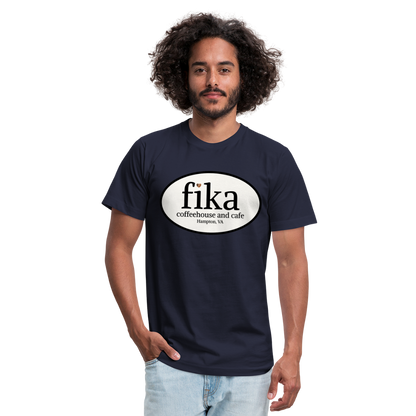 fika coffeehouse Unisex Jersey T-Shirt by Bella + Canvas - navy