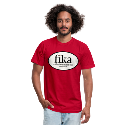 fika coffeehouse Unisex Jersey T-Shirt by Bella + Canvas - red