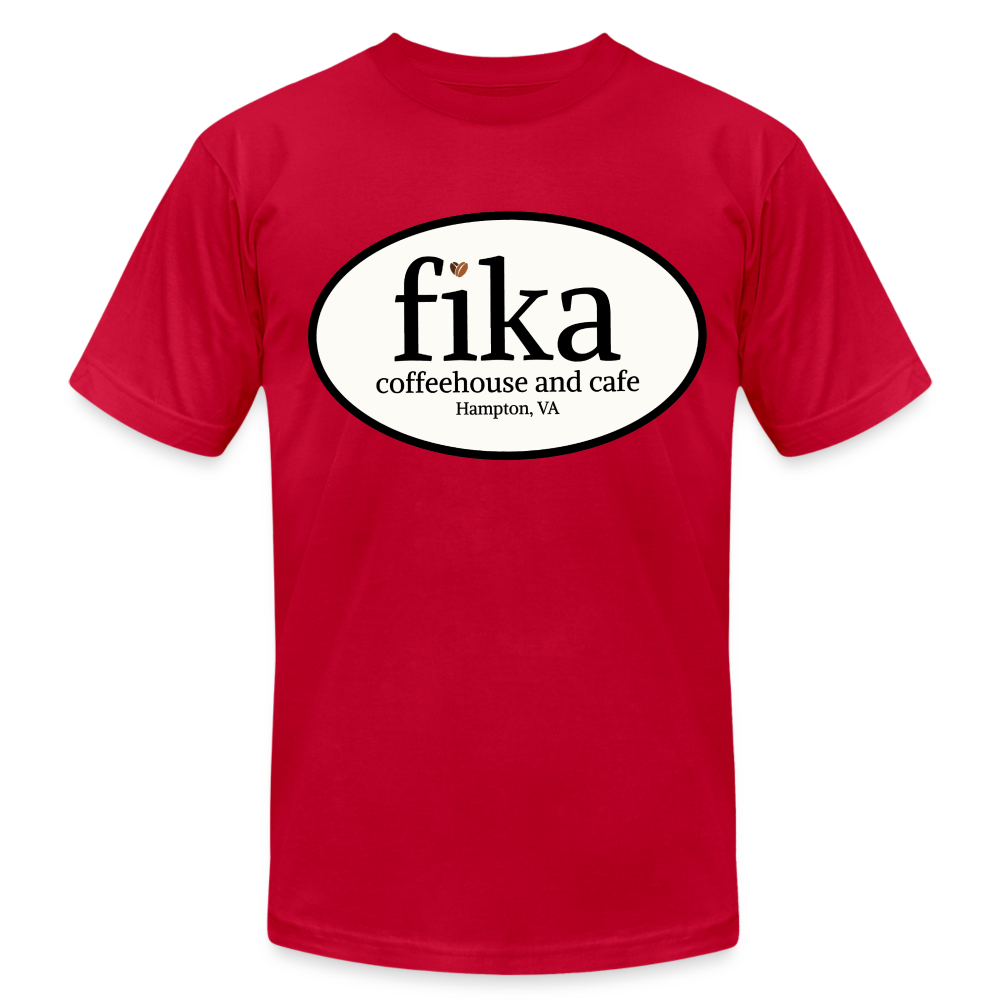 fika coffeehouse Unisex Jersey T-Shirt by Bella + Canvas - red