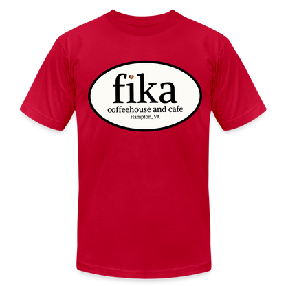 fika coffeehouse Unisex Jersey T-Shirt by Bella + Canvas - red