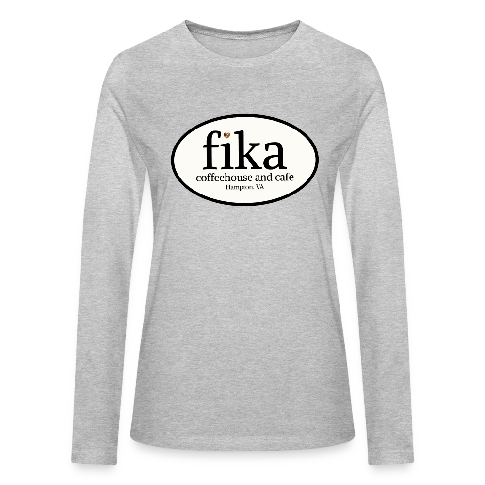 fika coffeehouse Bella + Canvas Women's Long Sleeve T-Shirt - heather gray