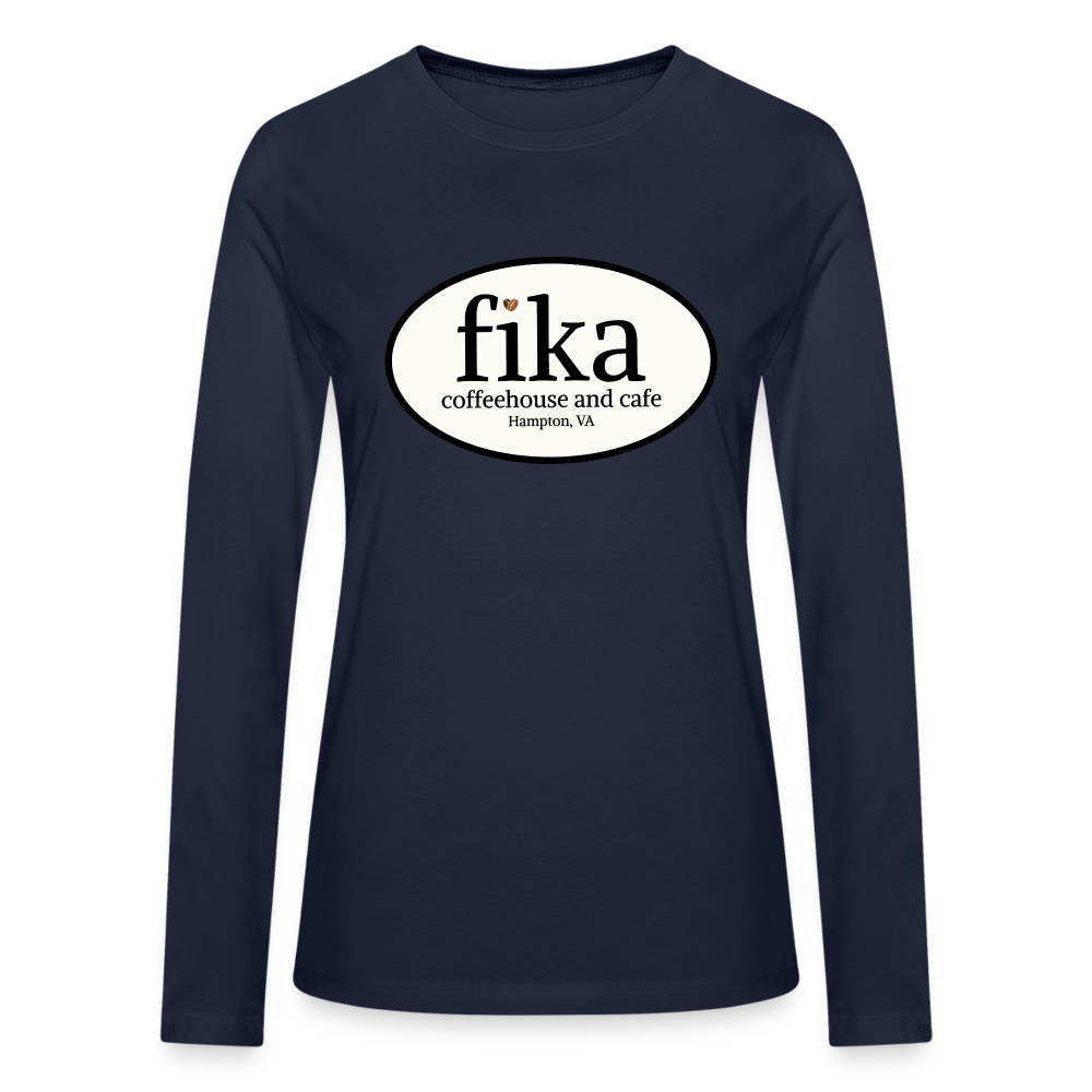 fika coffeehouse Bella + Canvas Women's Long Sleeve T-Shirt - navy