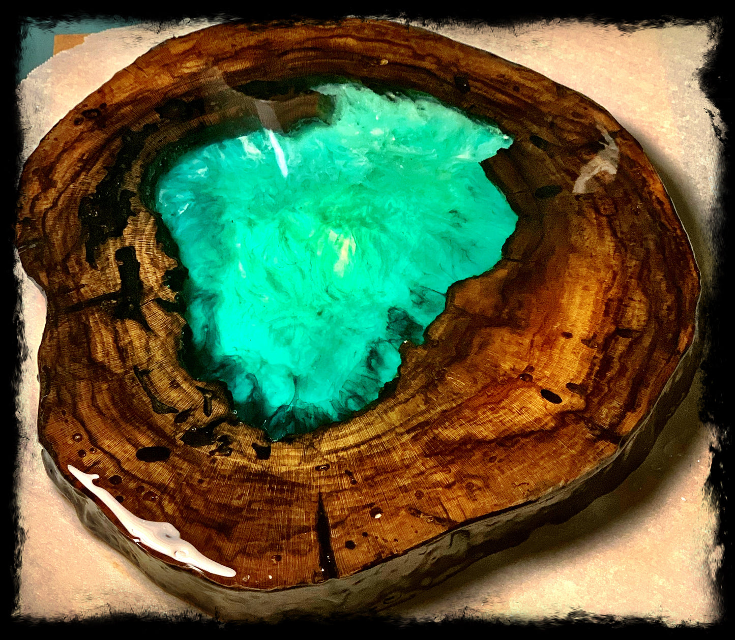 Natural wood with resin inlay 6”-7” diameter
