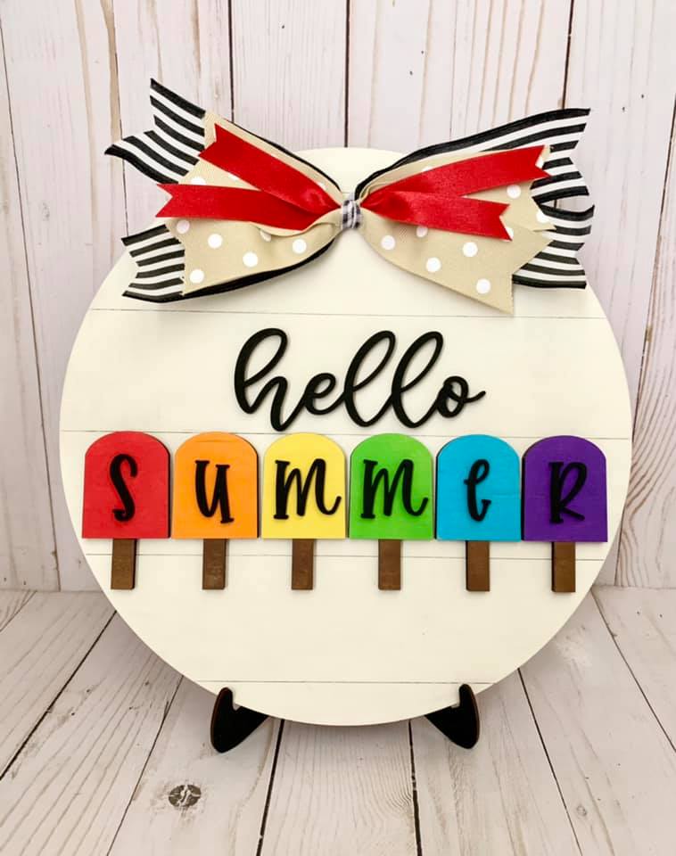 DIY Kit - Hello Summer Round sign