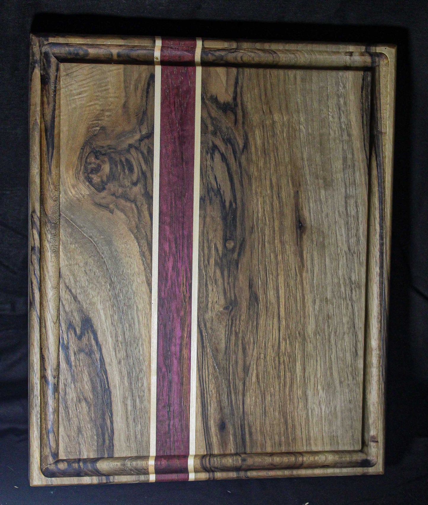 English Walnut Cutting Board with Purpleheart Inlay