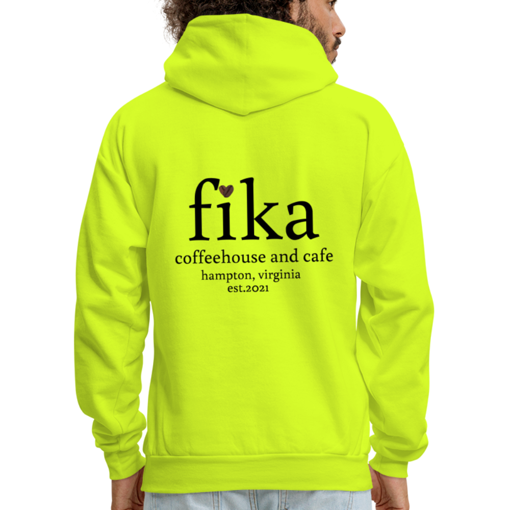 fika coffehouse & cafe pullover sweatshirt - safety green