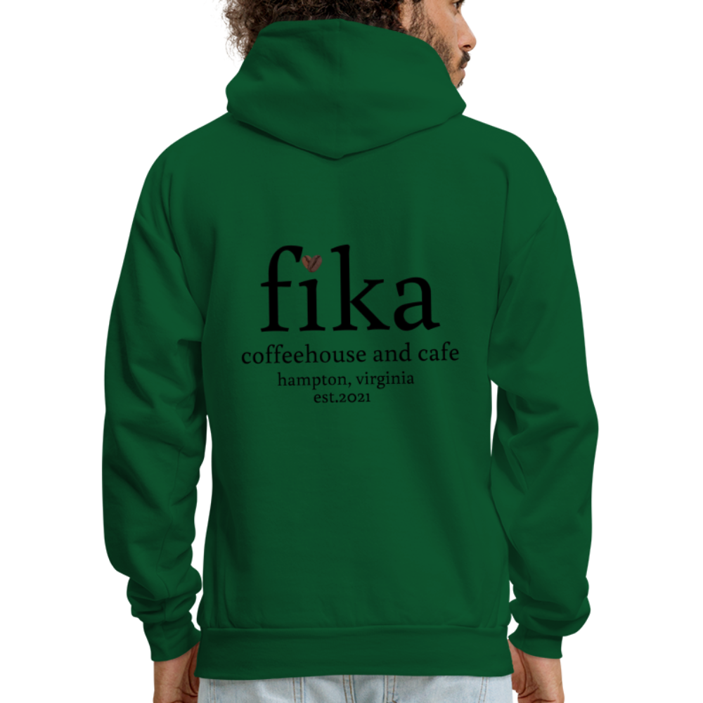 fika coffehouse & cafe pullover sweatshirt - forest green