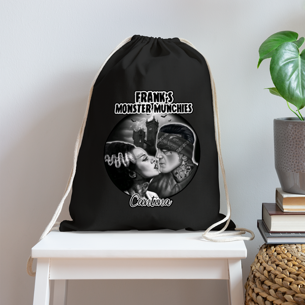 Frank's Monster Munchies Cotton Drawstring Bag - black