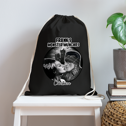 Frank's Monster Munchies Cotton Drawstring Bag - black