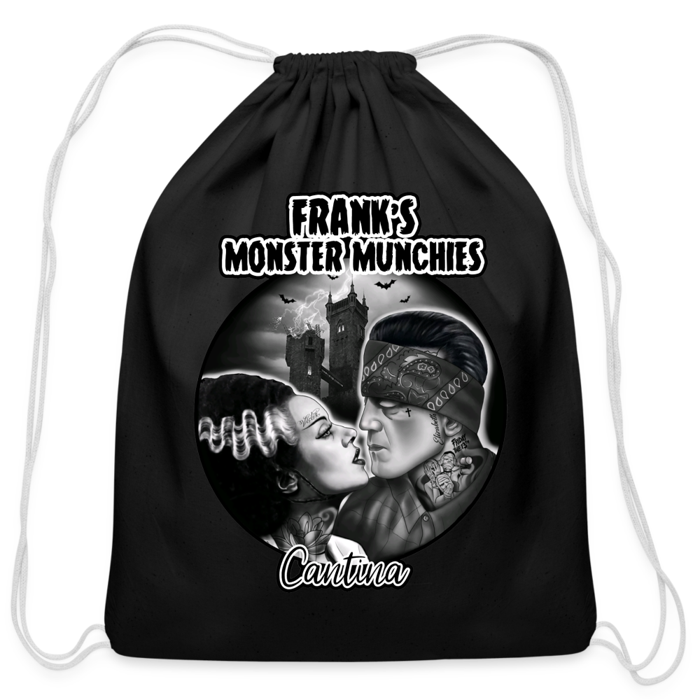 Frank's Monster Munchies Cotton Drawstring Bag - black