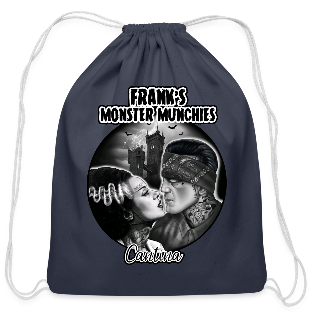 Frank's Monster Munchies Cotton Drawstring Bag - navy