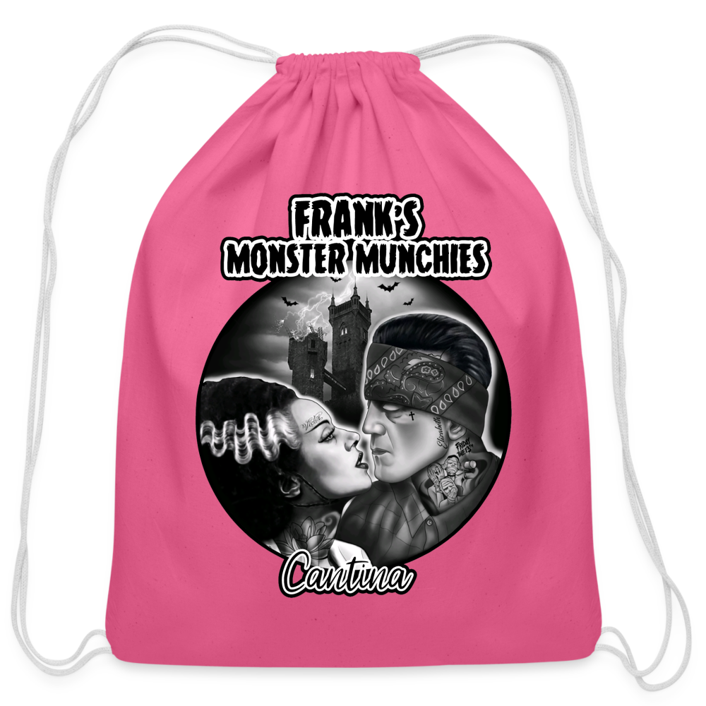 Frank's Monster Munchies Cotton Drawstring Bag - pink