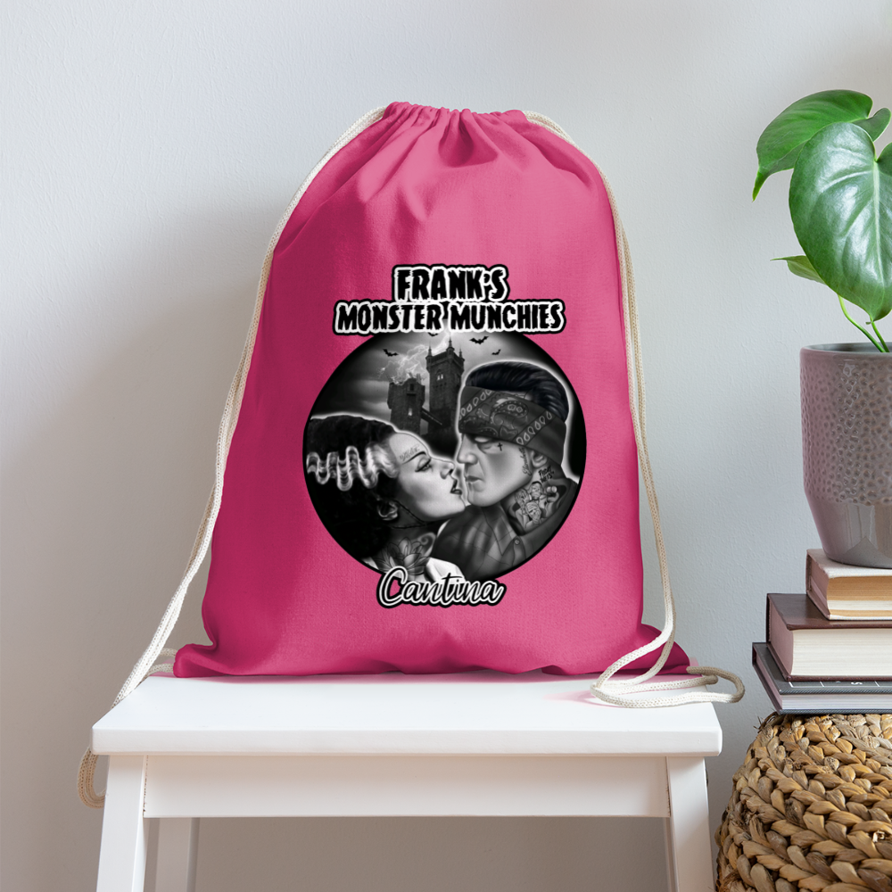 Frank's Monster Munchies Cotton Drawstring Bag - pink