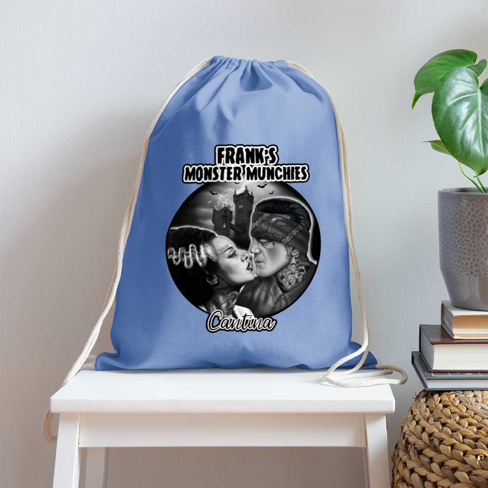 Frank's Monster Munchies Cotton Drawstring Bag - carolina blue