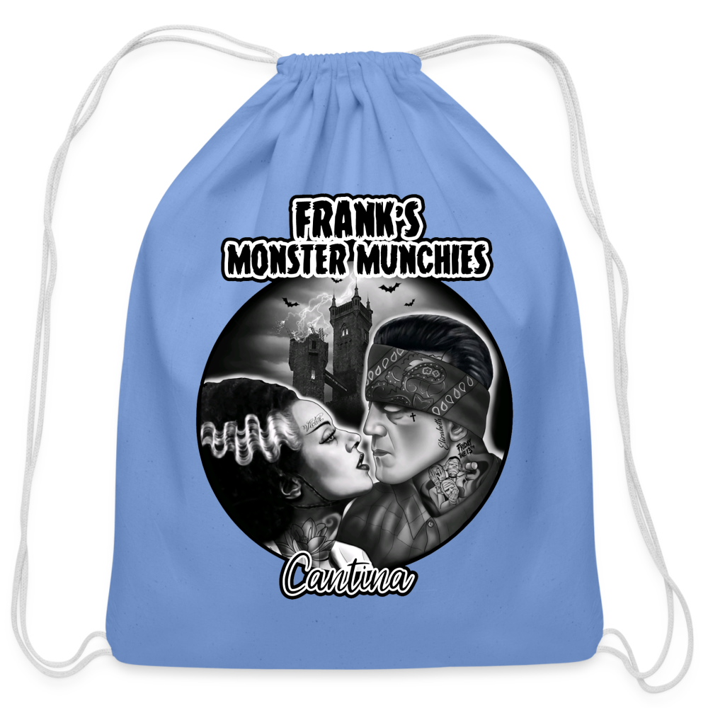 Frank's Monster Munchies Cotton Drawstring Bag - carolina blue