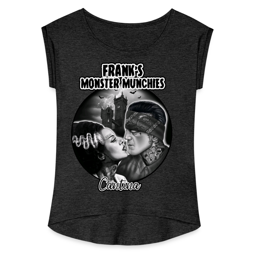 Frank's Monster Munchies Women's Roll Cuff T-Shirt - heather black