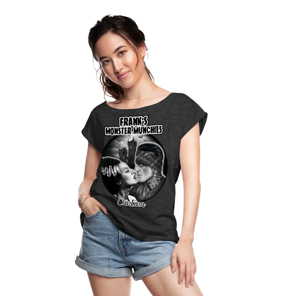 Frank's Monster Munchies Women's Roll Cuff T-Shirt - heather black