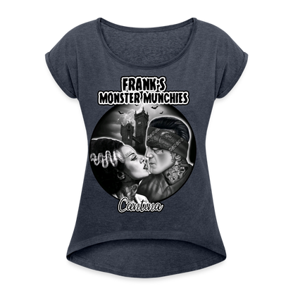 Frank's Monster Munchies Women's Roll Cuff T-Shirt - navy heather