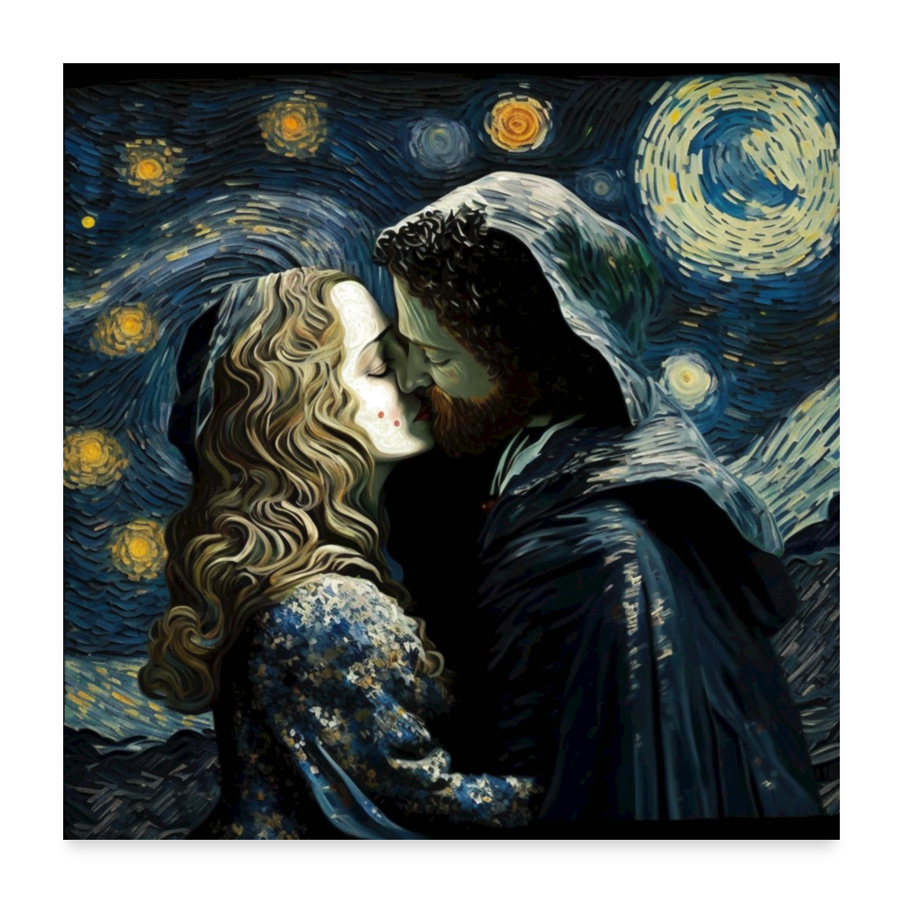 The Kiss meets Starry Night - white